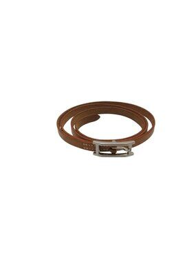Hermes Bracelet Hapi 3 Leather Silver Buckle Brown